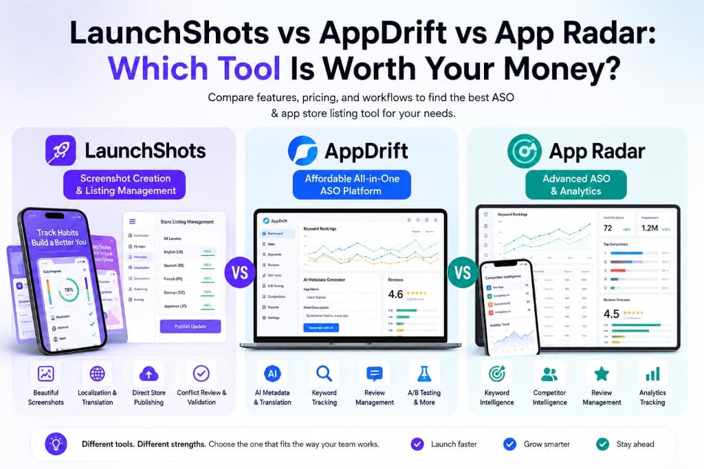 LaunchShots vs AppDrift vs App Radar: Which Tool Is Worth Your Money?